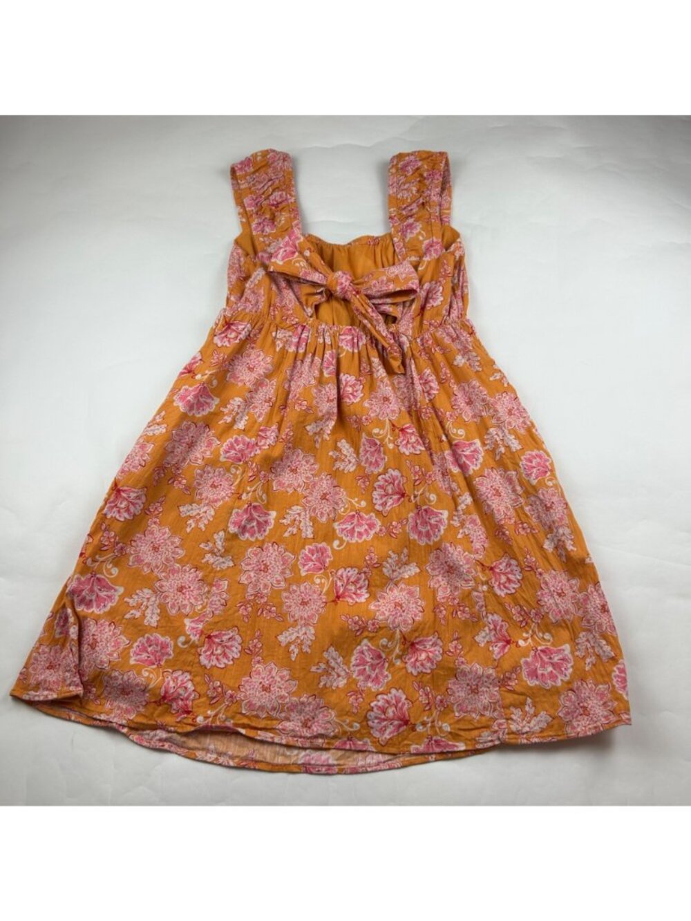 TALL Old Navy Orange Pink Paisley Crinkle Babydoll Dress LT - Picture 6 of 7